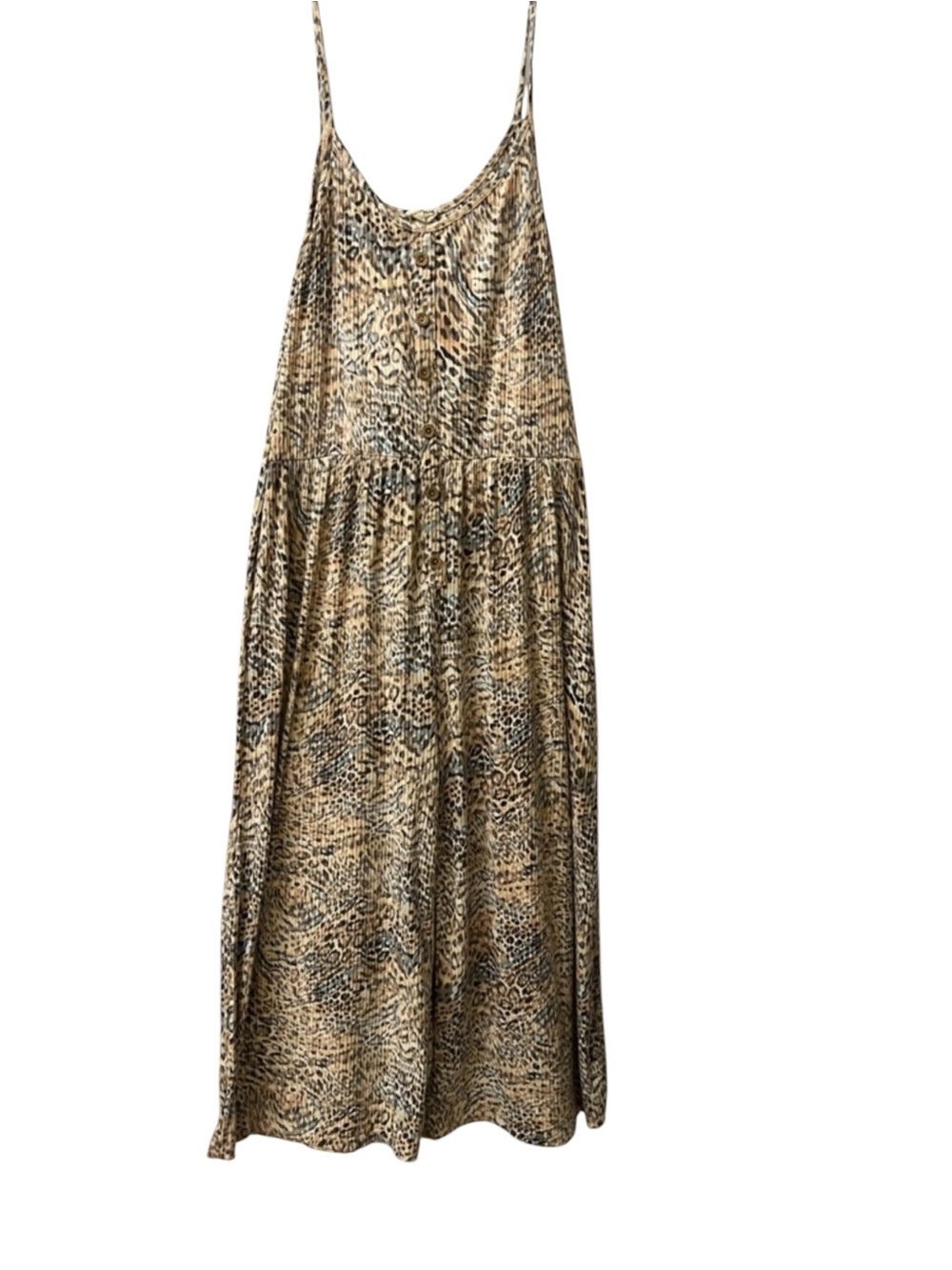 Beige Animal-Print Spaghetti Strap Jumpsuit